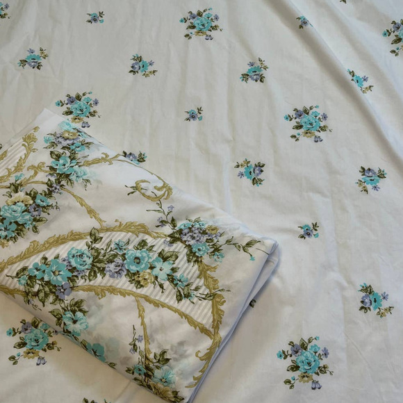 Vintage JP Stevens & Co Inc Double Fitted & Flat Floral Set Sheet - Picture 3 of 8